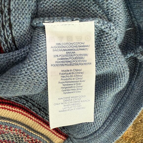 Champs Poncho Cape Cardigan Sweater Women's Size 2X Blue Cotton Blend Aztec NWT - Picture 6 of 8